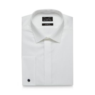 Black Tie Big and tall white high shine textured slim shirt